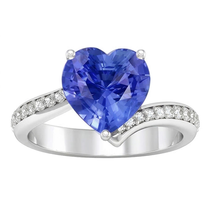 Bague Diamant Rond Saphir Bleu Clair Or 4.50 Carats