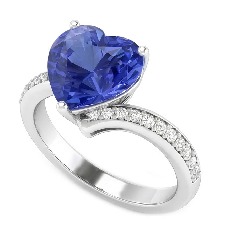 Bague Diamant Rond Saphir Bleu Clair Or 4.50 Carats