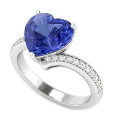 Bague Diamant Rond Saphir Bleu Clair Or 4.50 Carats