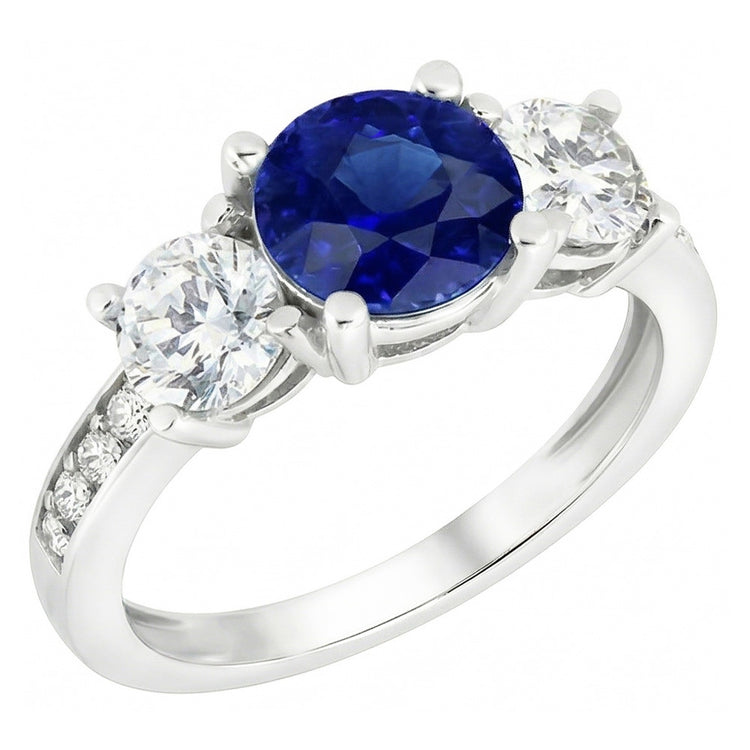 Bague Diamant Rond Saphir Ceylan 3.50 Carats Bijoux Femme