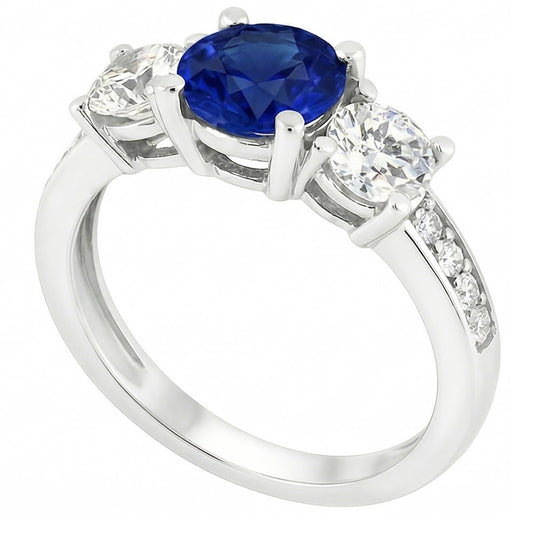 Bague Diamant Rond Saphir Ceylan 3.50 Carats Bijoux Femme