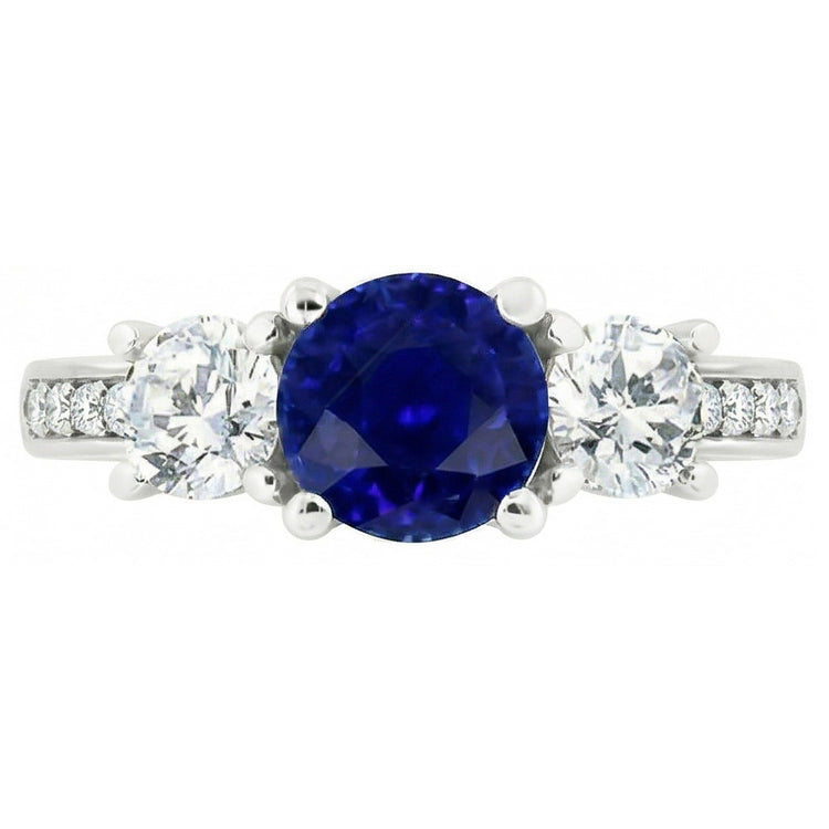 Bague Diamant Rond Saphir Ceylan 3.50 Carats Bijoux Femme