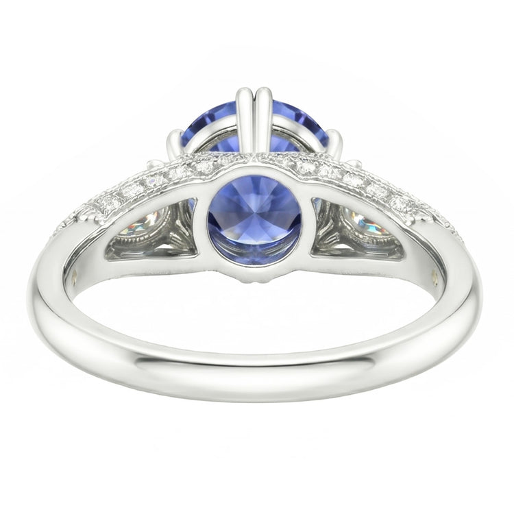 Bague Diamant Rond Saphir Ceylan Style Antique 2.75 Carats