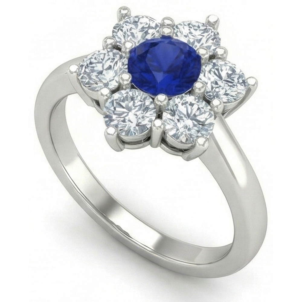 naturel round saphir 4carats bague détail rapproché