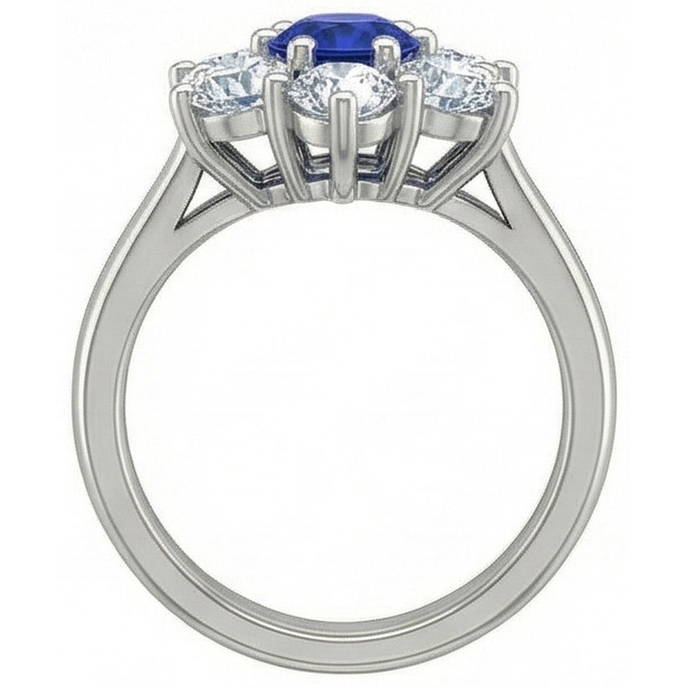 naturel round saphir 4carats bague avec accents diamants