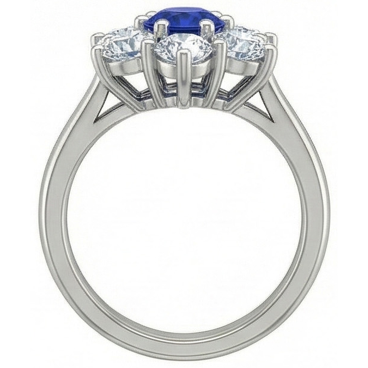 naturel round saphir 4carats bague avec accents diamants