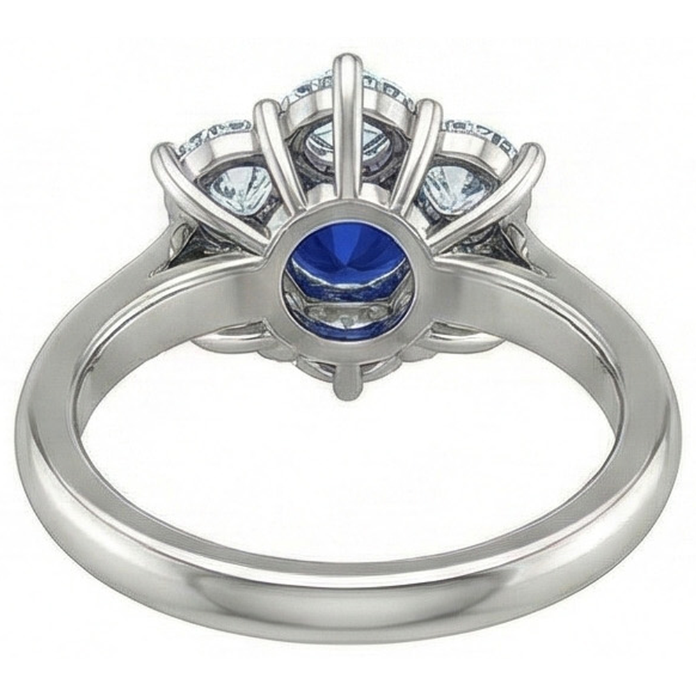 naturel round saphir 4carats bague détail anneau