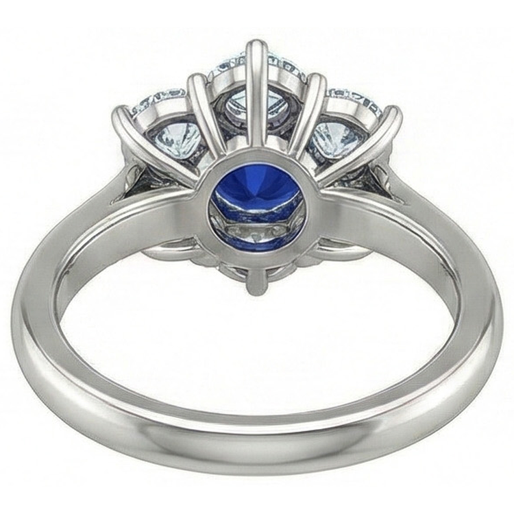 naturel round saphir 4carats bague détail anneau