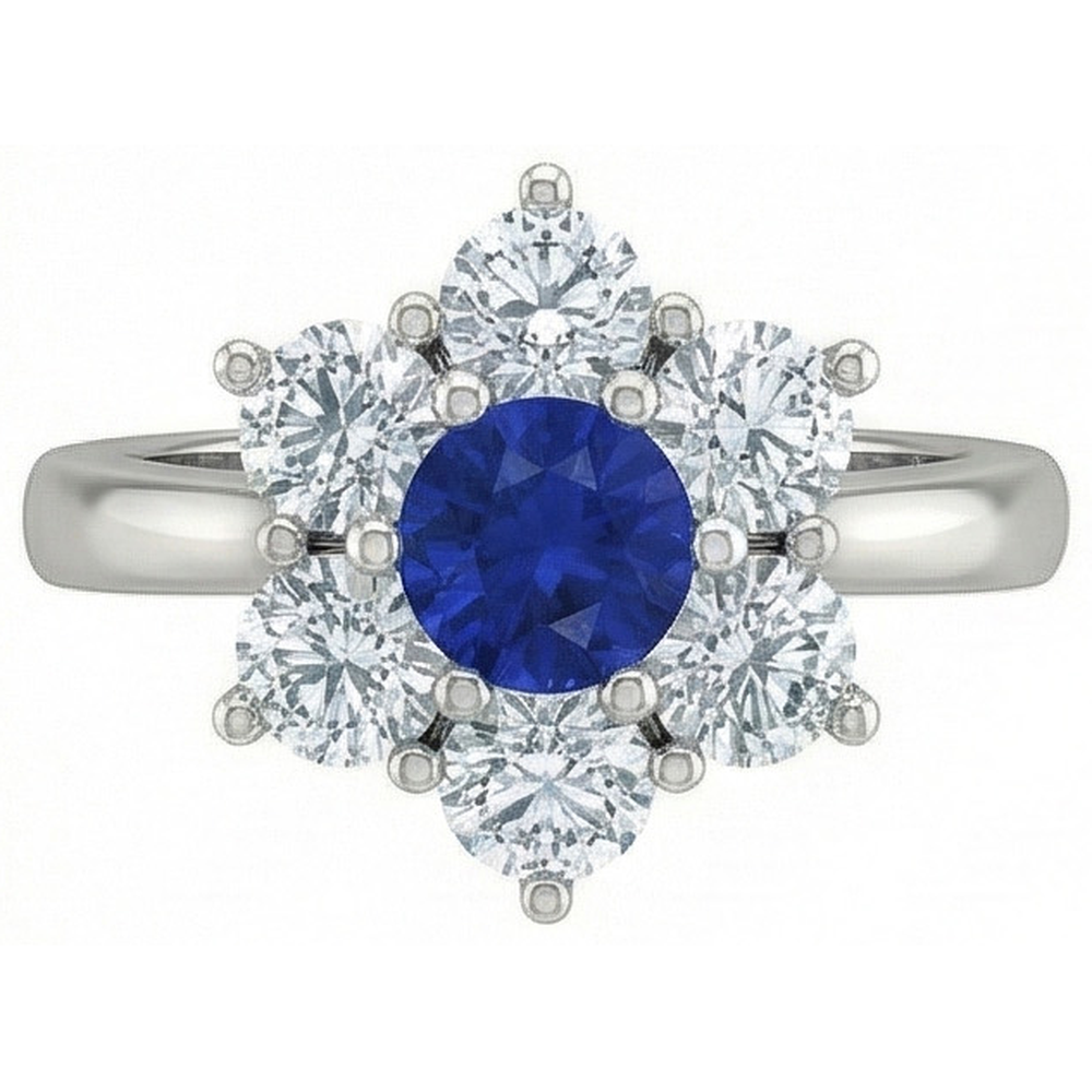 naturel round saphir 4carats bague angle de côté