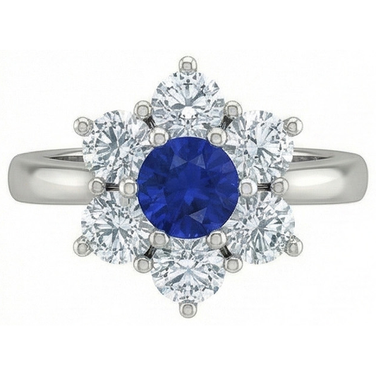 naturel round saphir 4carats bague angle de côté
