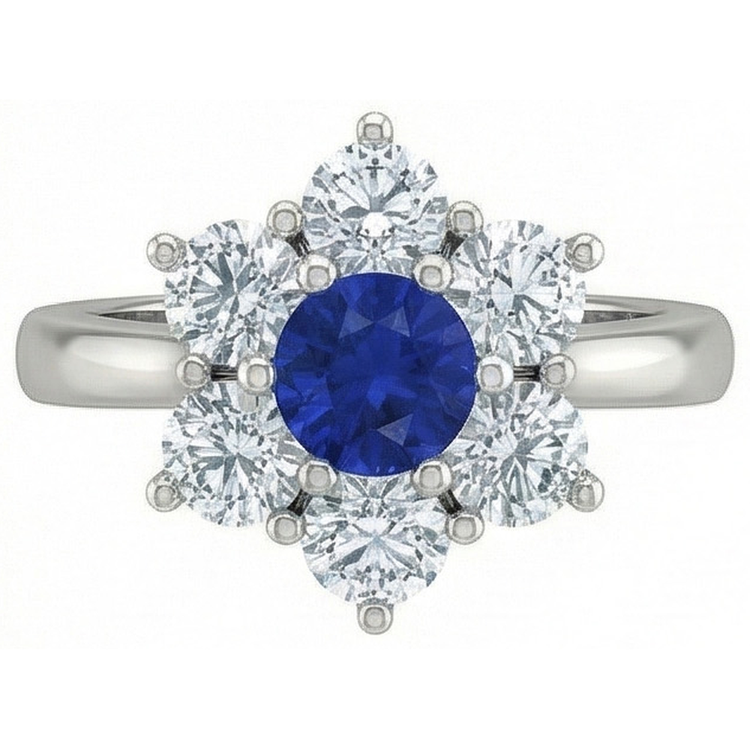 naturel round saphir 4carats bague angle de côté