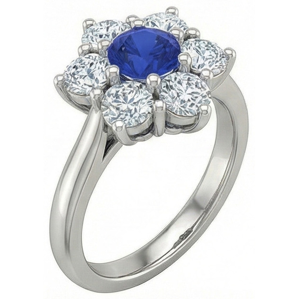 naturel round saphir 4carats bague vue de dessus