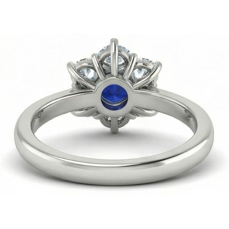 naturel round saphir 4carats bague sur blanc