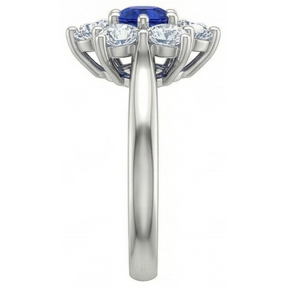 naturel round saphir 4carats bague vue de profil