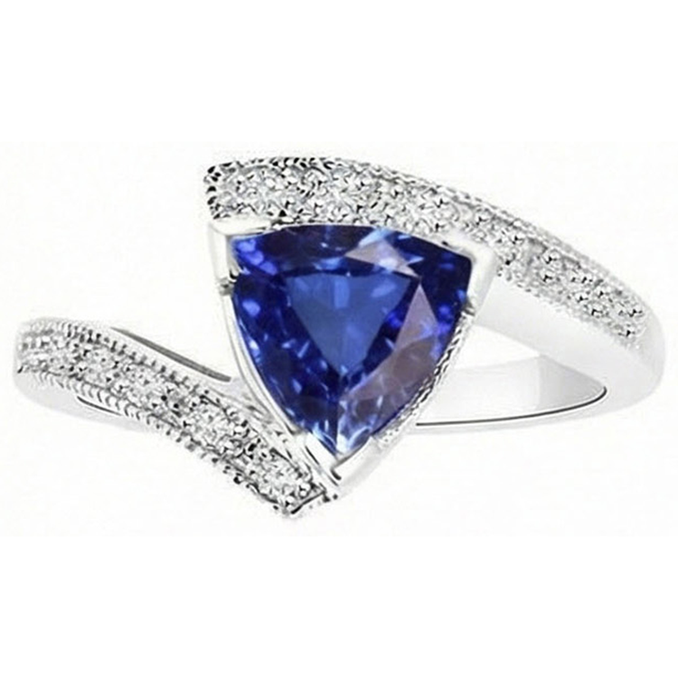 Bague Diamant Rond Trillion Saphir Pierres Précieuses Tension Style 3 Carats
