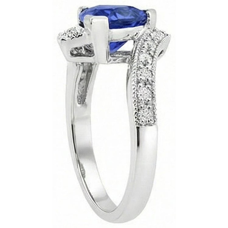 Bague Diamant Rond Trillion Saphir Pierres Précieuses Tension Style 3 Carats