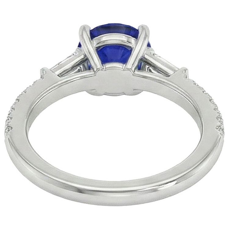 Bague Diamant Naturels Extraits des Mines ( et non cultivés en laboratoire ) Rond Véritable 3 Pierres & Saphir Bleu 5 Carats