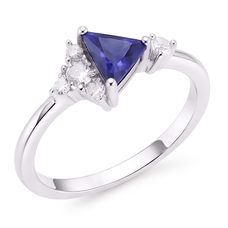 Bague Diamant Rond et Trillion Saphir Bijoux En Pierres Précieuses