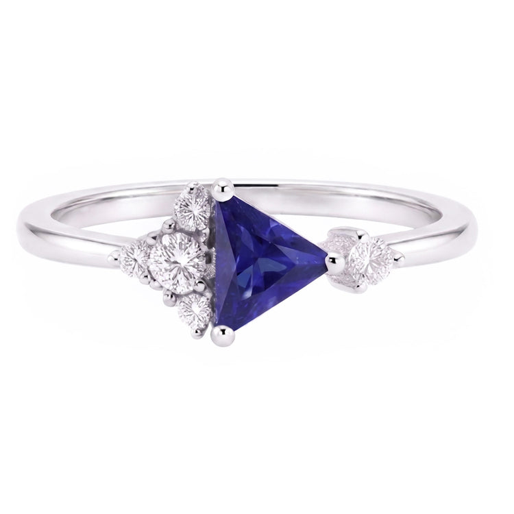 Bague Diamant Rond et Trillion Saphir Bijoux En Pierres Précieuses