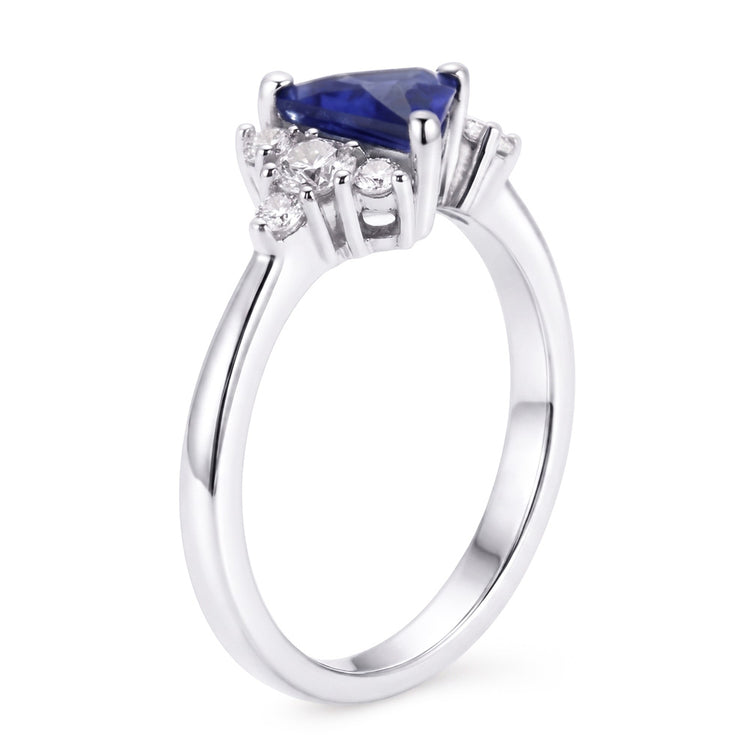 Bague Diamant Rond et Trillion Saphir Bijoux En Pierres Précieuses