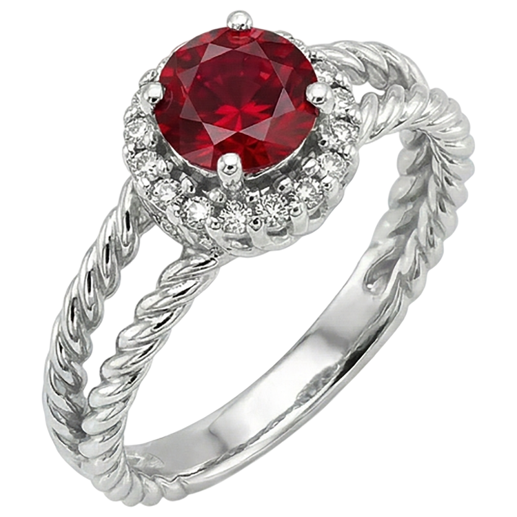 Bague Diamant Rubis et Diamants Naturels Extraits des Mines ( et non cultivés en laboratoire ) 2 Carats Or Blanc 14K Bijoux