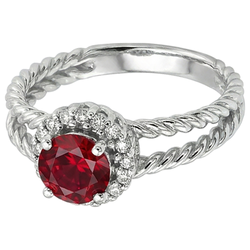 Bague Diamant Rubis et Diamants Naturels Extraits des Mines ( et non cultivés en laboratoire ) 2 Carats Or Blanc 14K Bijoux