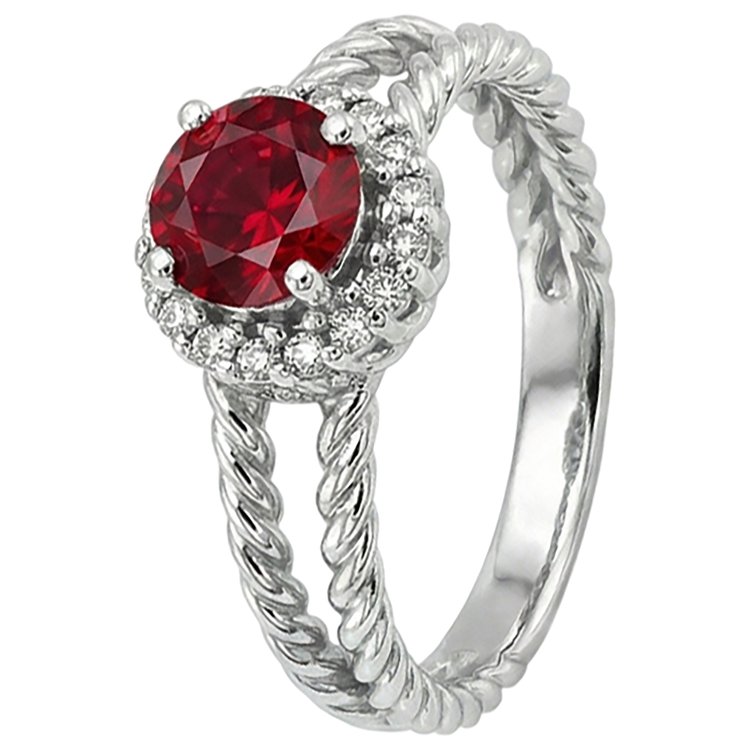 Bague Diamant Rubis et Diamants Naturels Extraits des Mines ( et non cultivés en laboratoire ) 2 Carats Or Blanc 14K Bijoux