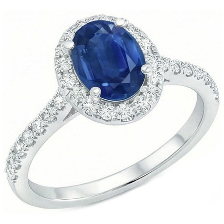 Bague Diamant Naturels Extraits des Mines ( et non cultivés en laboratoire ) Saphir Bleu 2 Carats