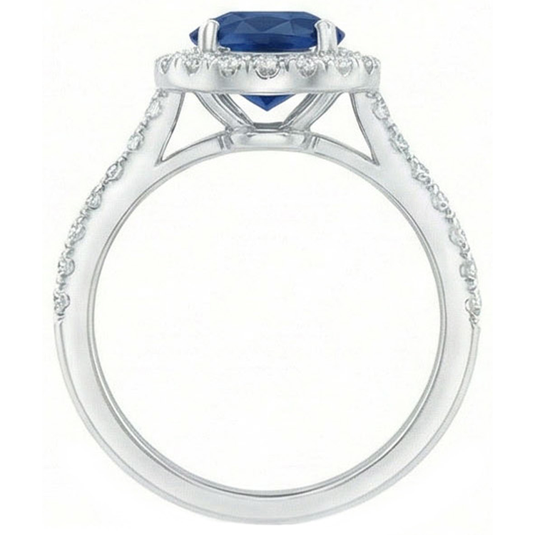 Bague Diamant Naturels Extraits des Mines ( et non cultivés en laboratoire ) Saphir Bleu 2 Carats