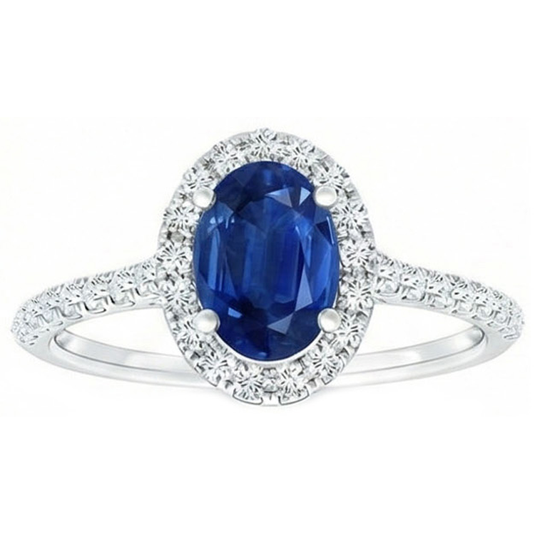 Bague Diamant Naturels Extraits des Mines ( et non cultivés en laboratoire ) Saphir Bleu 2 Carats