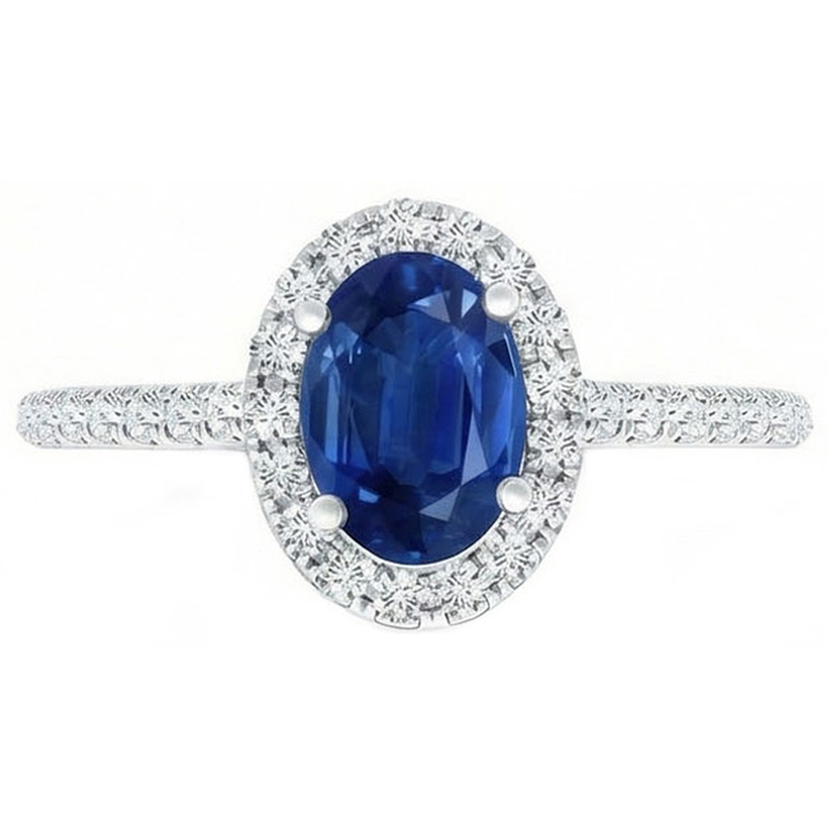 Bague Diamant Naturels Extraits des Mines ( et non cultivés en laboratoire ) Saphir Bleu 2 Carats
