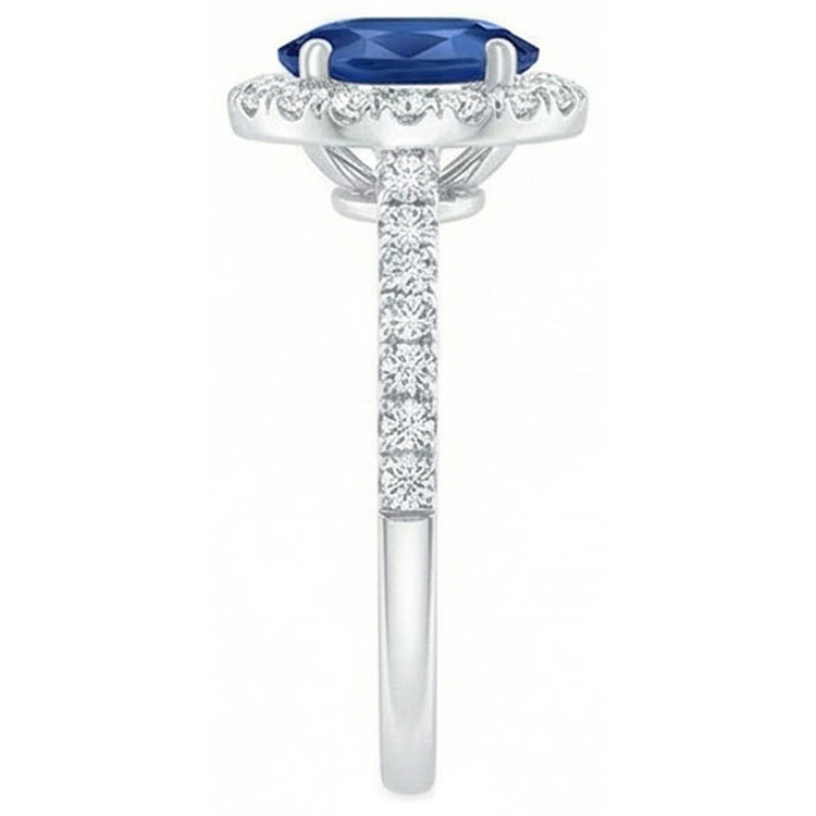 Bague Diamant Naturels Extraits des Mines ( et non cultivés en laboratoire ) Saphir Bleu 2 Carats