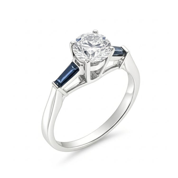 Bague Diamant Saphir Bleu Naturel 3,20 ct. 3 Vieux Mineur de Pierre