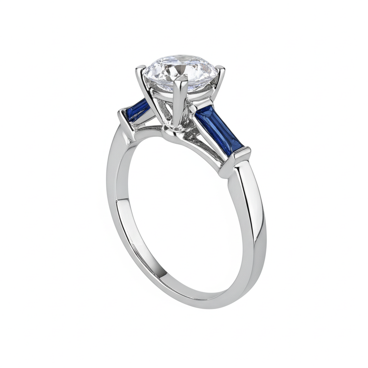 Bague Diamant Saphir Bleu Naturel 3,20 ct. 3 Vieux Mineur de Pierre