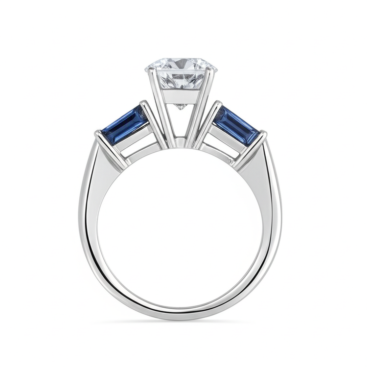 Bague Diamant Saphir Bleu Naturel 3,20 ct. 3 Vieux Mineur de Pierre