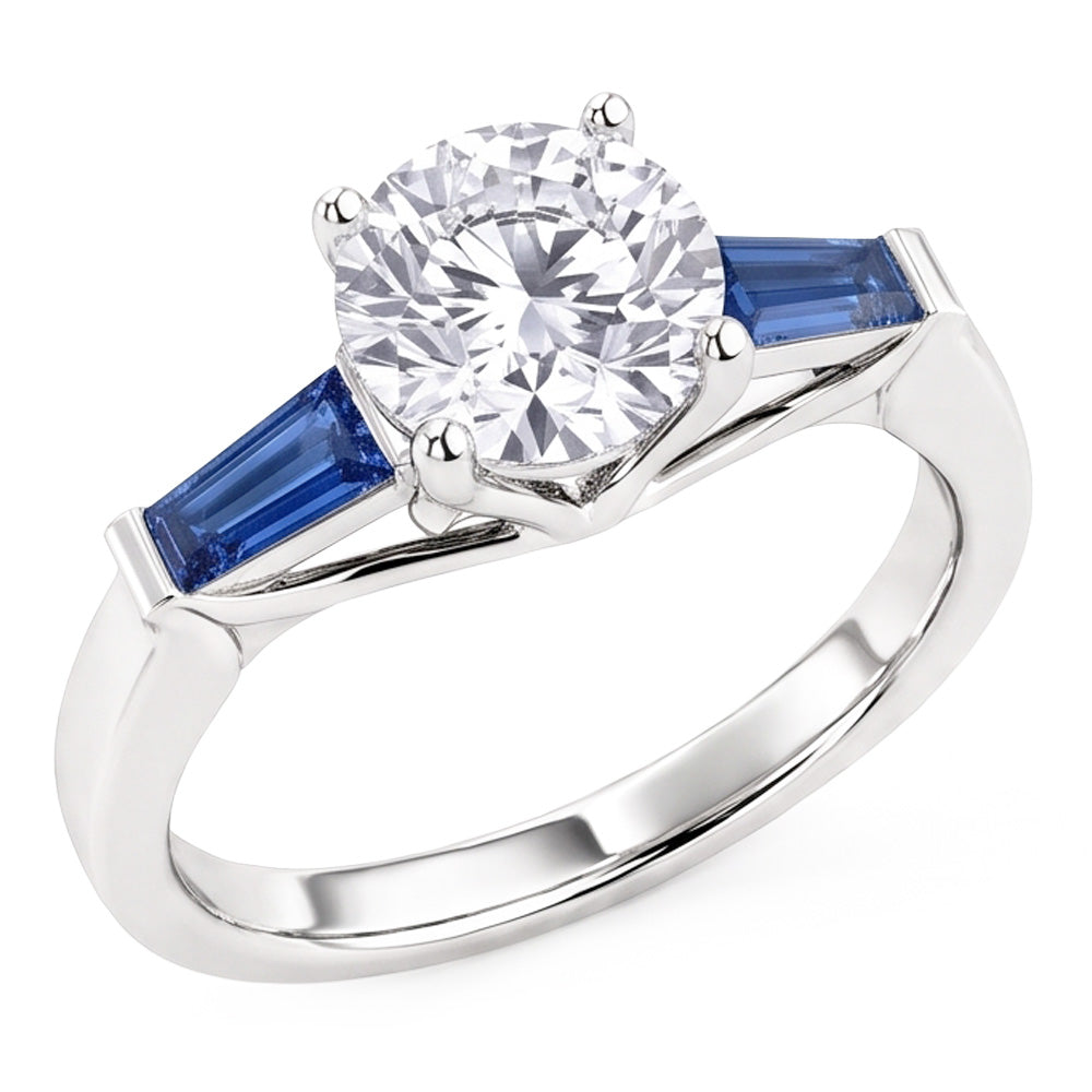 Bague Diamant Saphir Bleu Naturel 3,20 ct. 3 Vieux Mineur de Pierre