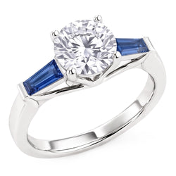 Bague Diamant Saphir Bleu Naturel 3,20 ct. 3 Vieux Mineur de Pierre