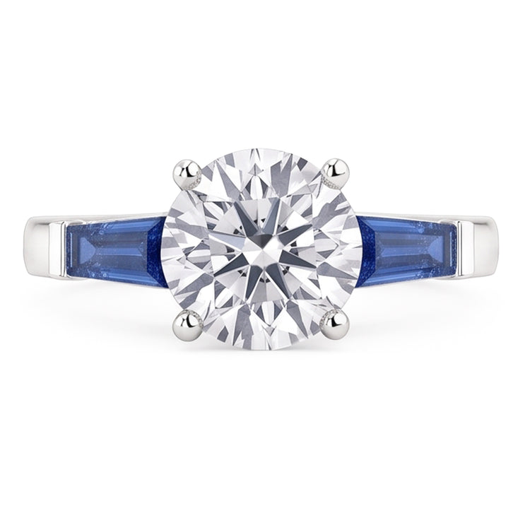 Bague Diamant Saphir Bleu Naturel 3,20 ct. 3 Vieux Mineur de Pierre