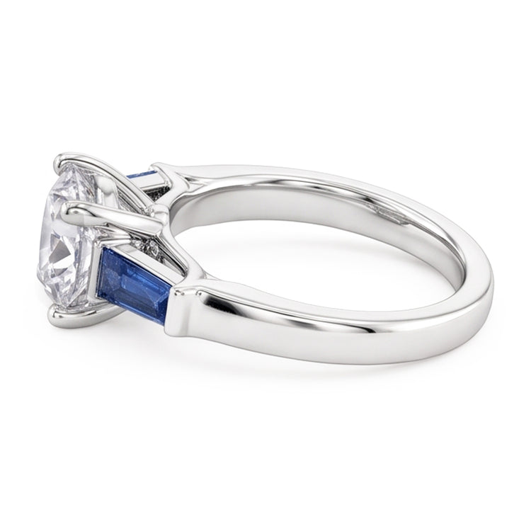 Bague Diamant Saphir Bleu Naturel 3,20 ct. 3 Vieux Mineur de Pierre