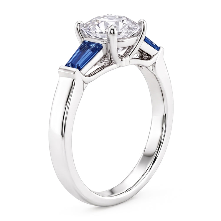 Bague Diamant Saphir Bleu Naturel 3,20 ct. 3 Vieux Mineur de Pierre