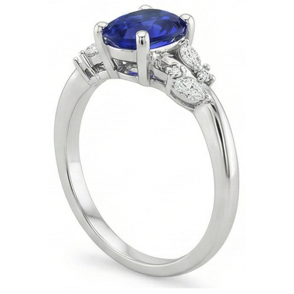 naturel round saphir 4carats bague angle de côté