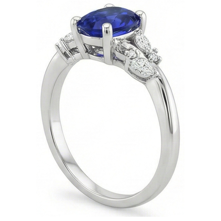 naturel round saphir 4carats bague angle de côté