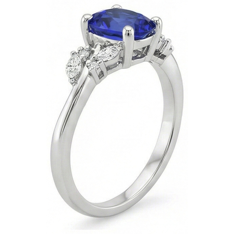 naturel round saphir 4carats bague vue de dessus