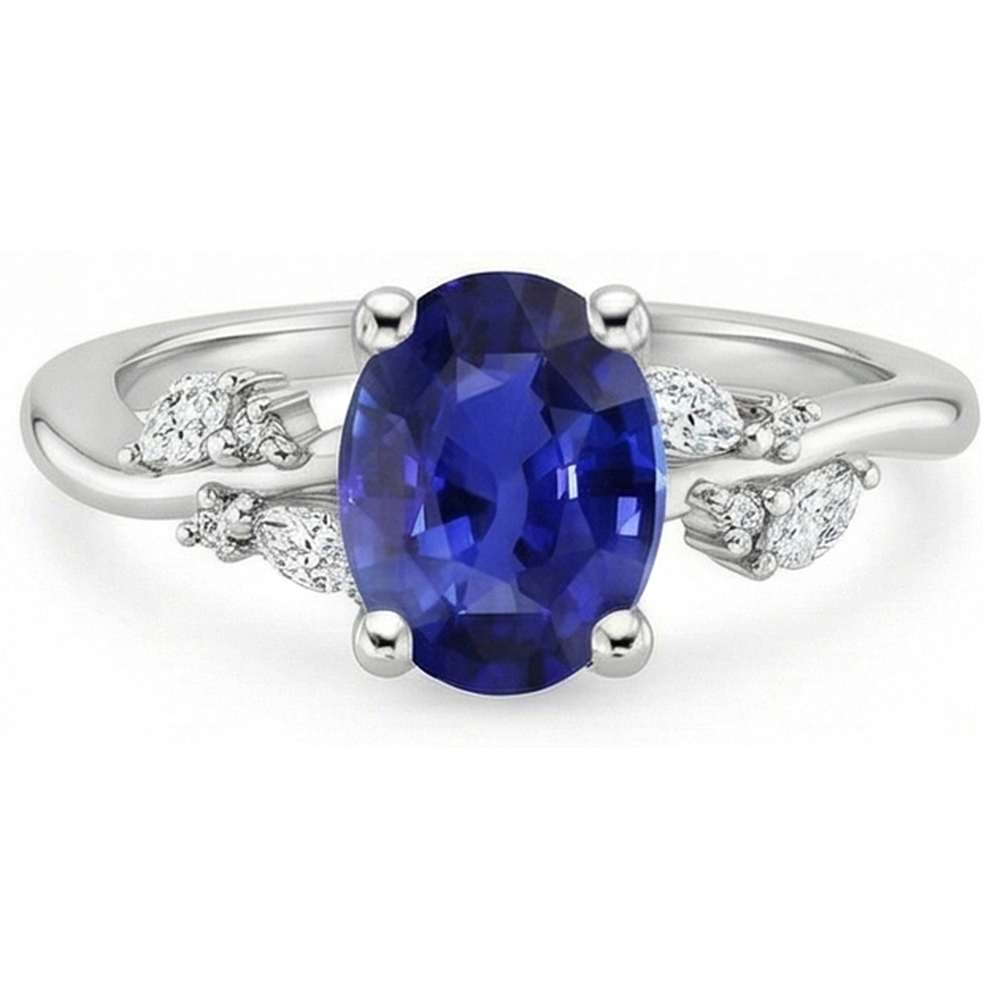 naturel round saphir 4carats bague détail rapproché