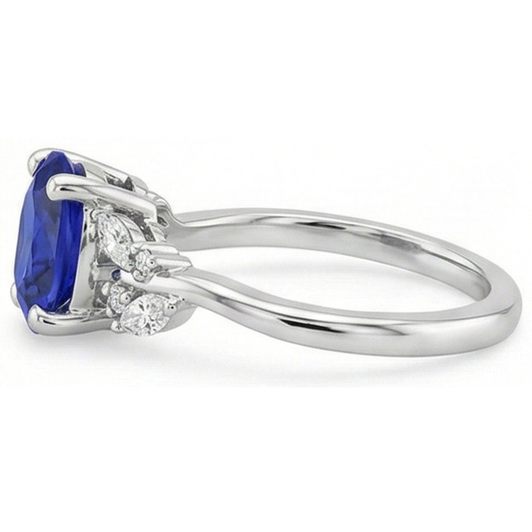 naturel round saphir 4carats bague vue de profil