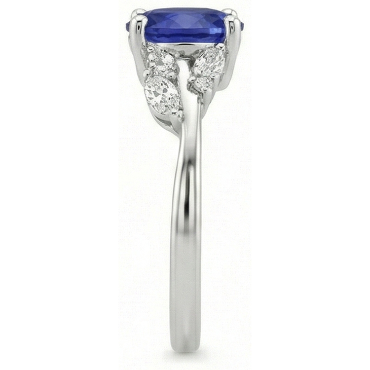 naturel round saphir 4carats bague sur blanc