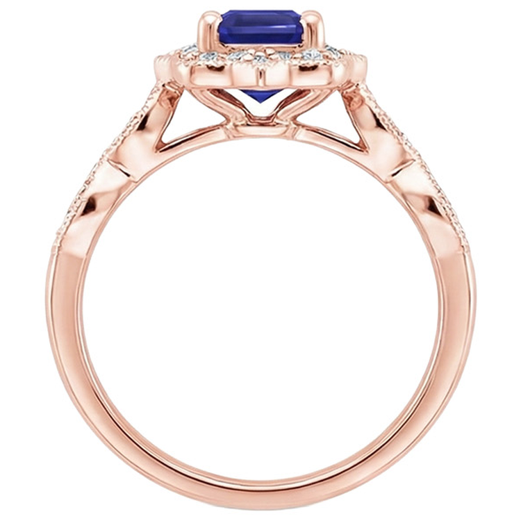 Bague Diamant Naturels Extraits des Mines ( et non cultivés en laboratoire ) Saphir Bleu Style Antique 3 Carats Pierre Gemme