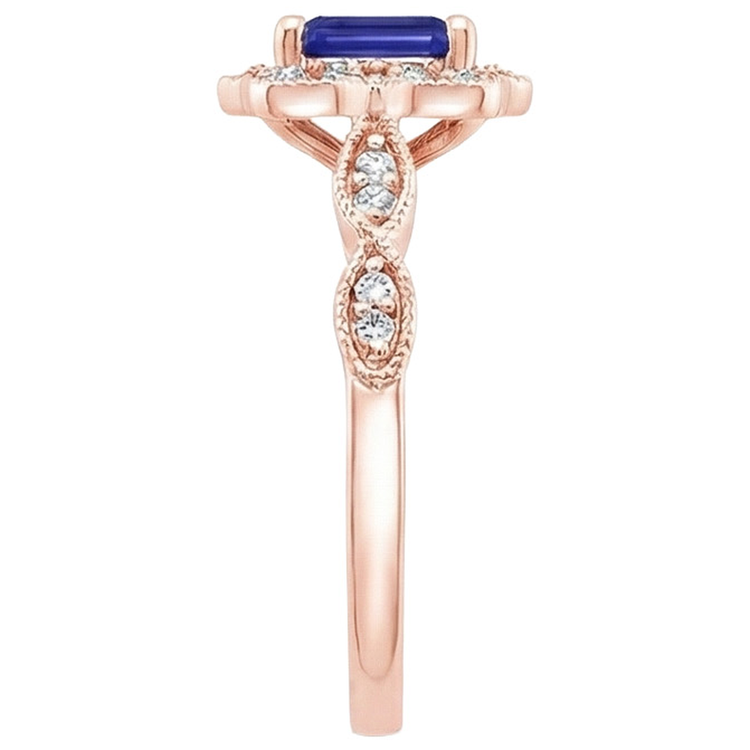 Bague Diamant Naturels Extraits des Mines ( et non cultivés en laboratoire ) Saphir Bleu Style Antique 3 Carats Pierre Gemme
