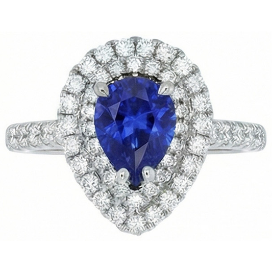 naturel pear diamant 4carats bague vue de face