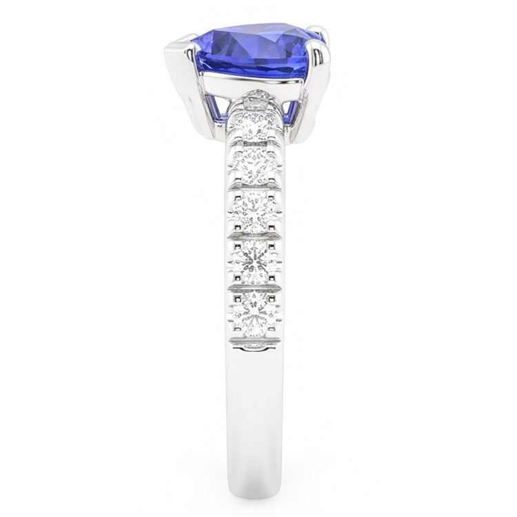 Bague Diamant Saphir Coeur Bleu Océan